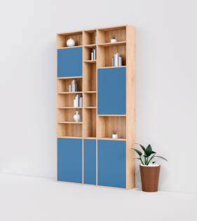 mobibam bibliotheque sur mesure bois et bleu