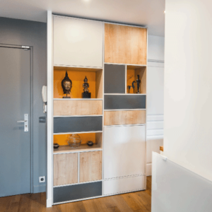 mobibam meuble bibliothèque sur mesure entrée appartement