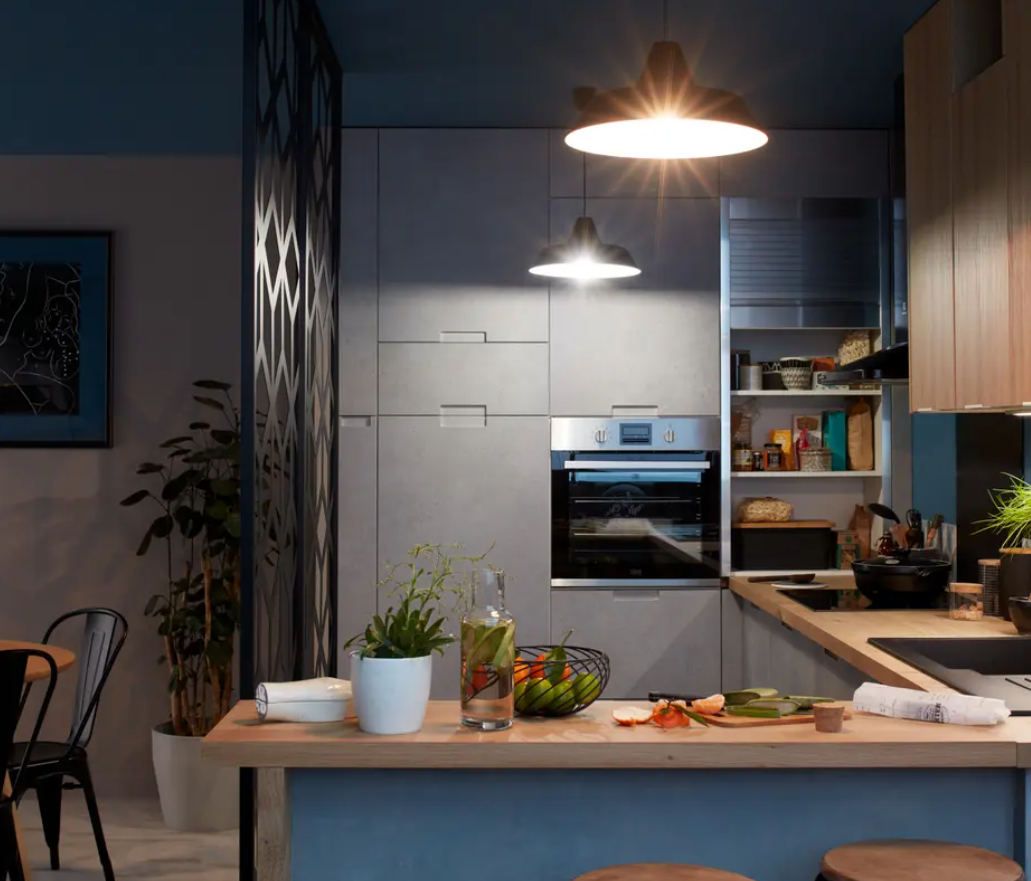 cuisine façades laquées poignées intégrées