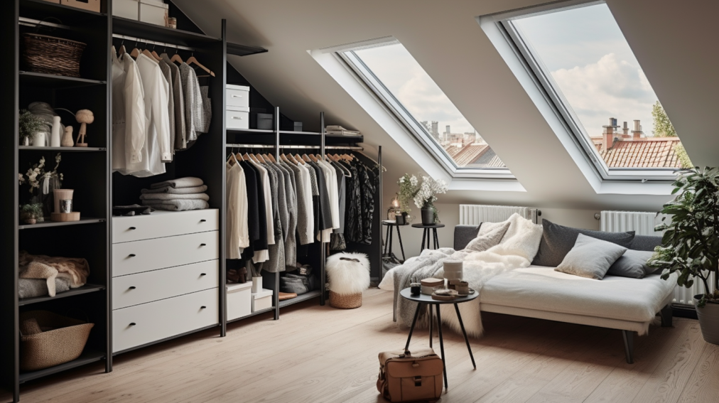 dressing sur mesure sous pente contreplaqué appartement