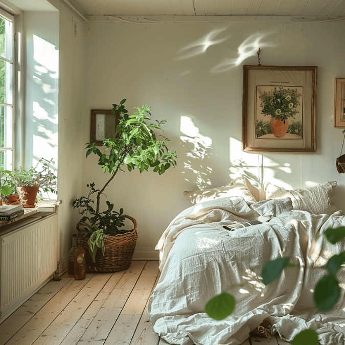 chambre lumineuse maison de campagne plantes